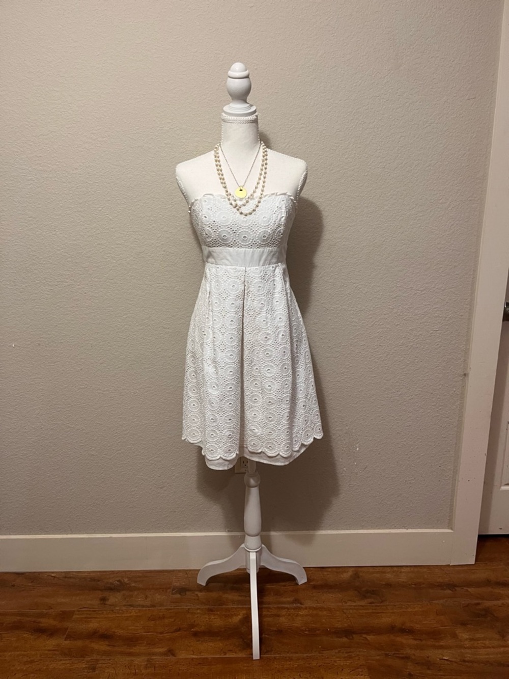 Lili Pulitzer “Little White Dress” Strapless White Eyelet A-Line Dress
